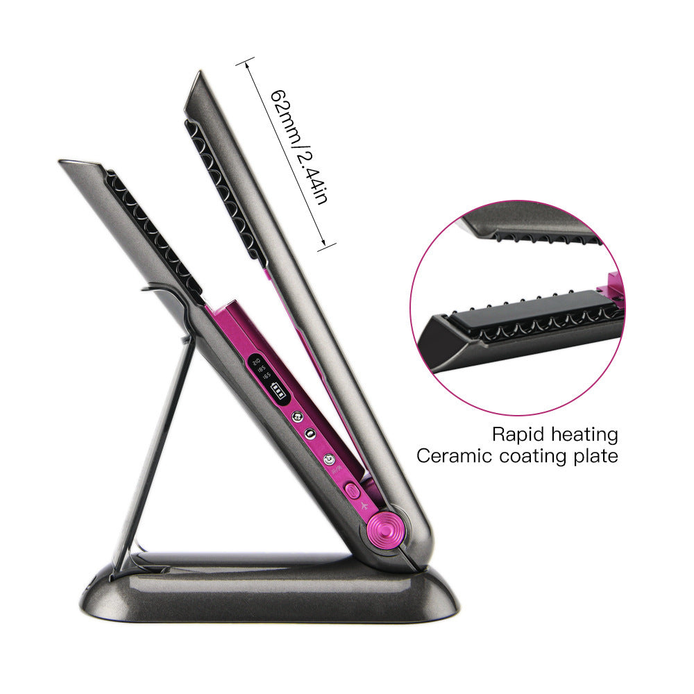 Velvet Twist: Wireless 2-in-1 Hair Straightener & Curler